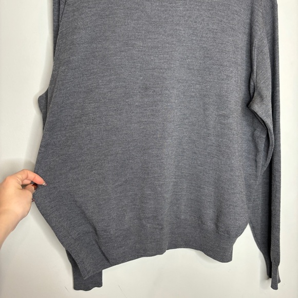 Peter Millar Gray Wool & Silk V-Neck Pullover Sweater - Picture 3 of 7